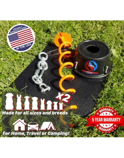 Double Dog Run Tangle-free Two Dog Tie Out Stake - Heavy-Duty Tie Out Stake - 1200lbs