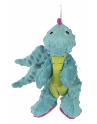 Blue - goDog Dragons Squeaky Plush Dog Toy - Small