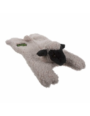 goDog Barnyard Buddies Lamb Squeaky Plush Flattie Dog Toy  - Small/Medium