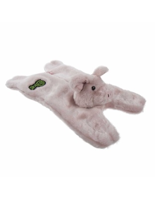 goDog Barnyard Buddies Pig Squeaky Plush Flattie Dog Toy  - Small/Medium