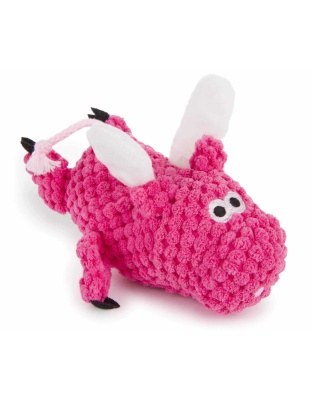 goDog Checkers Just For Me Flying Pig Squeaky Plush Dog Toy Mini
