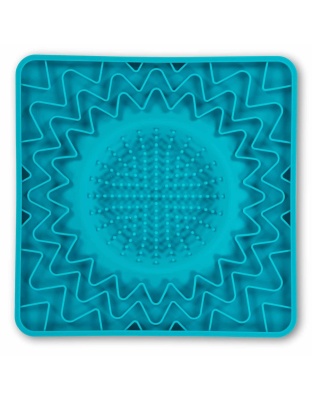 Blue - Messy Mutts Framed Spill Resistant Silicone Interactive Lick Bowl Mat  - 10" x 10"