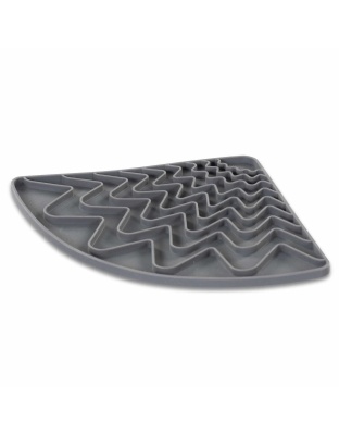 Messy Mutts Silicone Triangle Dog Lick Mat with Suction Cool Grey 9" x 6.5" x 6.5"