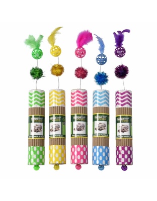 Multipet Cardboard Roller Cat Toy Assorted Colors 17"