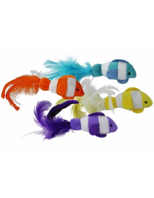 Multipet Clown Fish Cat Toy Assorted Colors 2pk 6"