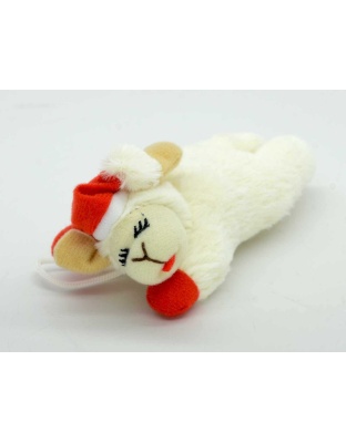 Multipet Holiday Lamb Chop w/ Santa Hat Cat Toy 4"