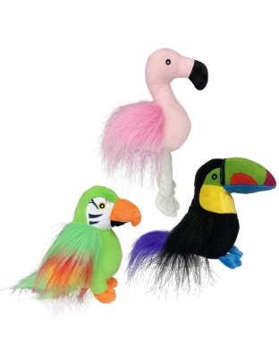 Multipet Margaritaville(R) Tropical Birds Plush Dog Toy Assorted 10.5"