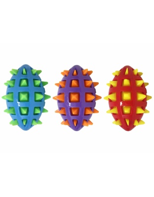 Multipet Spike TPR Football Dog Chew Toy Assorted Colors 5"