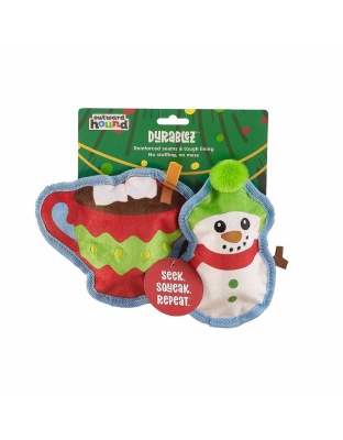 Outward Hound Durablez Cocoa/Snowman Dog Chew Toy XS 2pk
