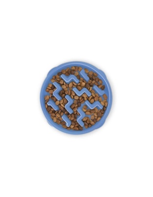 Blue - Outward Hound Fun Feeder Slo Bowl Dog Feeder  - Small