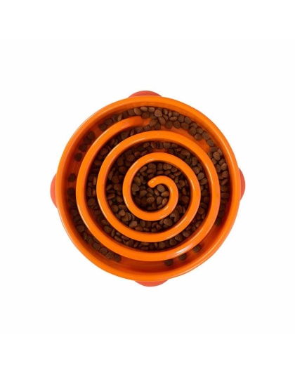 Orange - Outward Hound Fun Feeder Slo Bowl  - Large