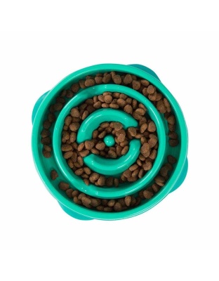 Turquoise - Outward Hound Fun Feeder Slo Bowl  - Small