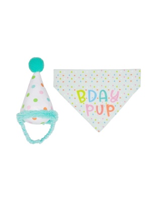 Pearhead Birthday Pup Pet Bandana Hat Set Small/Medium 2pc
