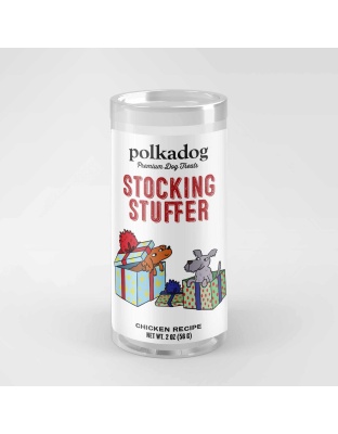 Polka Dog Holiday Mini Tube: Stocking Stuffer, Chicken Little Bits 2oz