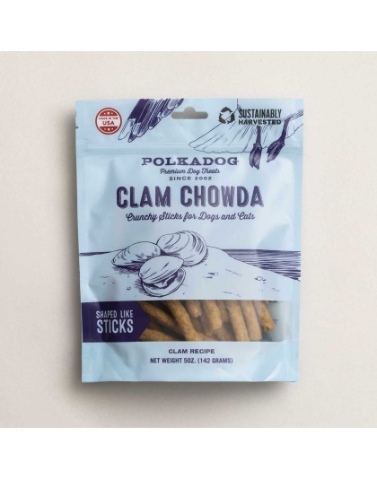 Polkadog Clam Chowda Sticks Crunchy Dog and Cat Treats 5oz