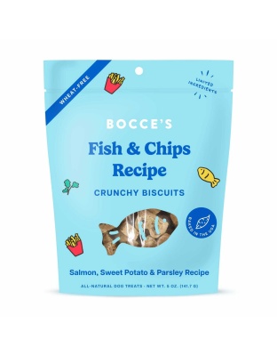 Bocce's Bakery Fish & Chips Biscuit Dog Treats 5oz