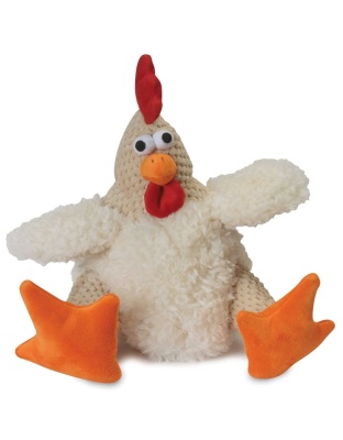 goDog Checkers Fat Rooster White w/Chew Guard Plush Dog Toy  - Large