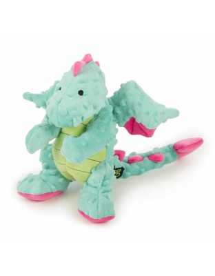 Coral - goDog Dragon w/Chew Guard Plush Dog Toy  - Small