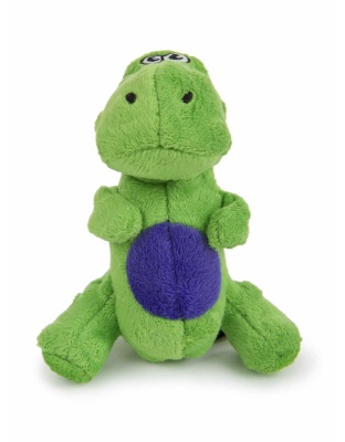 Green - goDog Dinos T-Rex Just For Me Squeaky Plush Dog Toy  - Mini