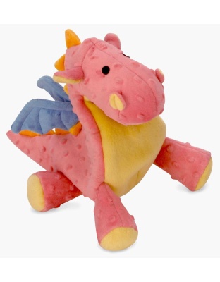 goDog Dragon w/Chew Guard Coral Plush Dog Toy Large - Large