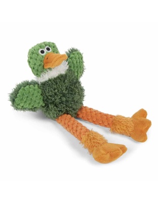 goDog Just For Me Checkers Skinny Duck w/Chew Guard Plush Dog Toy