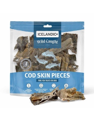Icelandic+ Cod Skin Pieces Dog Fish Treat Bulk (Mixed Pieces) 1lb Bag