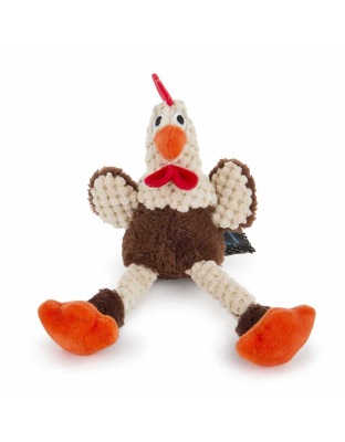 goDog Just For Me Skinny Brown Rooster w/Chew Guard Plush Dog Toy