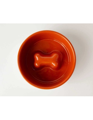 Orange - Jax & Bones Bone Slow Feeder Bowl  - Large