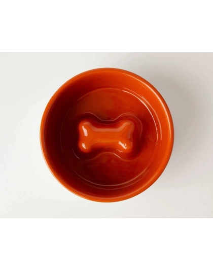 Orange - Jax & Bones Bone Slow Feeder Bowl  - Large