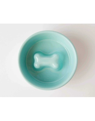 Teal - Jax & Bones Bone Slow Feeder Bowl  - Medium