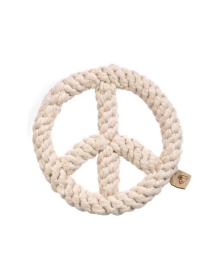 White - Jax & Bones Peace Sign Rope Dog Toy  - 7"