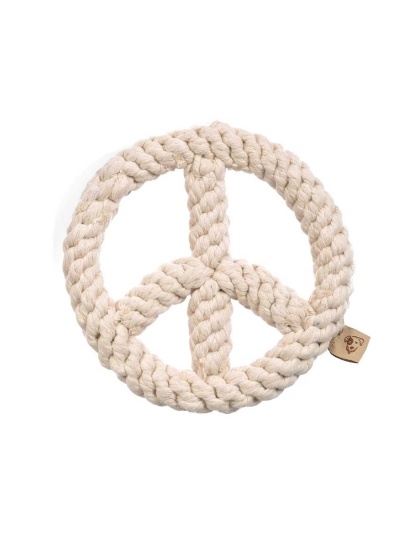 White - Jax & Bones Peace Sign Rope Dog Toy  - 7"