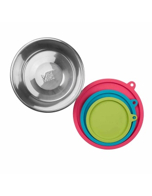 Green, Blue, Watermelon - Messy Mutts Bowl w/Lid  - 3 XL Bowls & Lids (6 Cups) 6pc Box Set