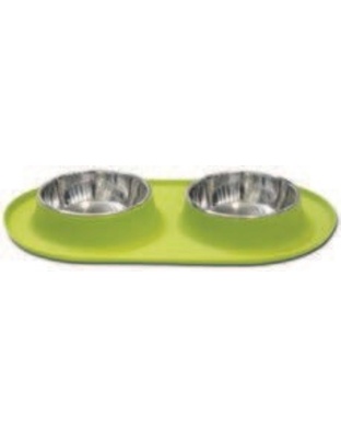 Warm Grey - Messy Mutts Double Silicone Feeder  - Large