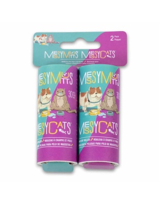 Messy Mutts Replacement Pet Hair Lint Rollers Travel Size 2pk