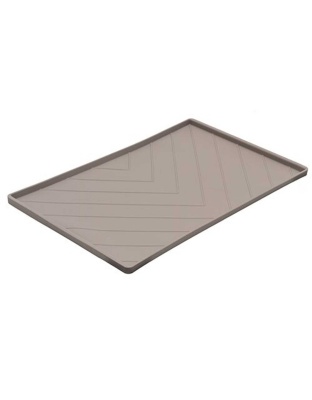 Grey - Messy Mutts Silicone Food Mat Raised Edge  - Large 24" x 16"