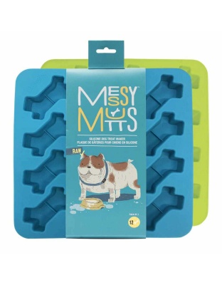 Messy Mutts Silicone Bake & Freeze Dog Treat Makers Bone Shape 2pk