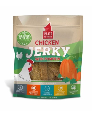 Plato Pet Treats Chicken Jerky with Pumpkin  - 7oz