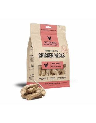 Vital Essentials(R) Freeze-Dried Raw Chicken Necks Dog Treats, 9 oz