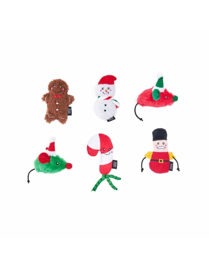 ZippyClaws Holiday Festive Cheer Cat Toy 6pk