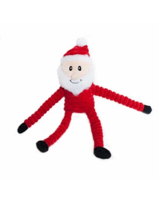 ZippyPaws Holiday Crinkle Santa Plush Dog Toy  - Small