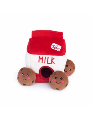 ZippyPaws Holiday Zippy Burrow Santa's Milk and Cookies Plush Dog Toy
