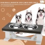 Farmhouse 2-Bowl Elevated Dog Feeder Grey Small, White Base
