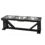 Farmhouse 3-Bowl Elevated Dog Feeder Ebony Small, Black Base