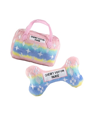 Pink Ombre Chewy Vuiton Bundle Dog Toy