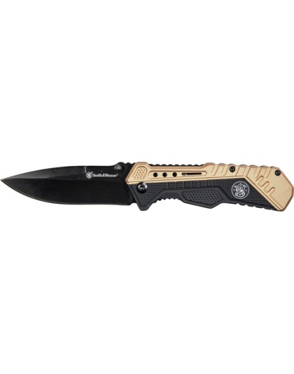 S&W KNIFE BLACK/FDE SPRING AST