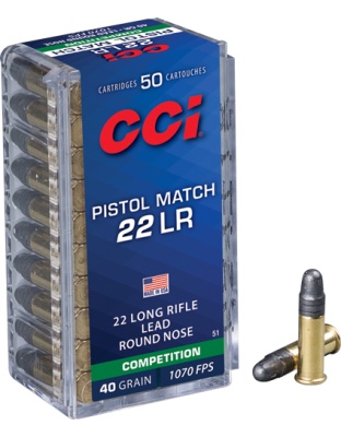 CCI PISTOL MATCH 22LR 40GR