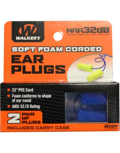 WALKERS EAR PLUGS PVC CORDED